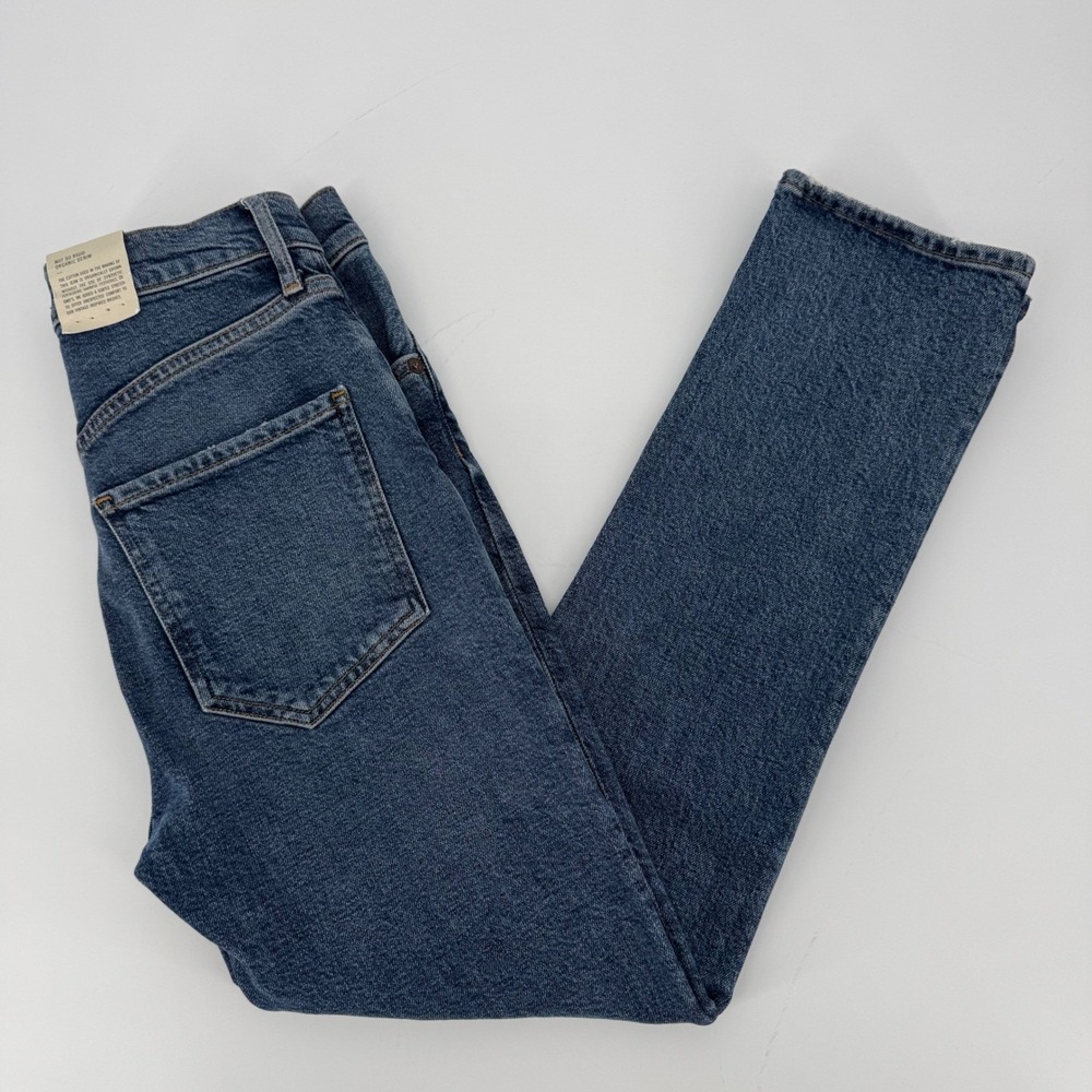 AGOLDE High Rise Straight Leg Jeans Women's Size 25 Blue Riley Organic Denim NWT